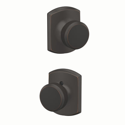 Schlage Bowery Knob Hall & Closet Lock Greenwich Trim