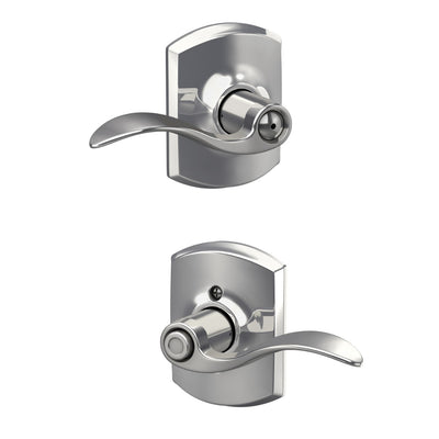 Schlage Accent Lever Bed & Bath Lock Greenwich Trim