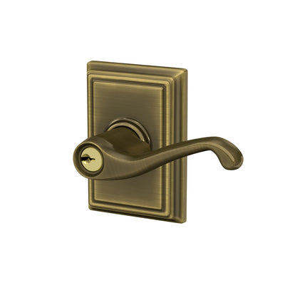 Schlage Flair Lever Keyed Entry Lock Antique Brass