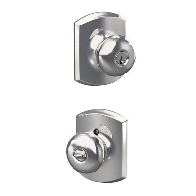 Schlage Plymouth Knob Keyed Entry Lock Greenwich Trim