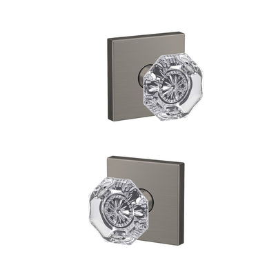 Schlage Custom Alexandria Glass Non-Turning Knob Collins Trim