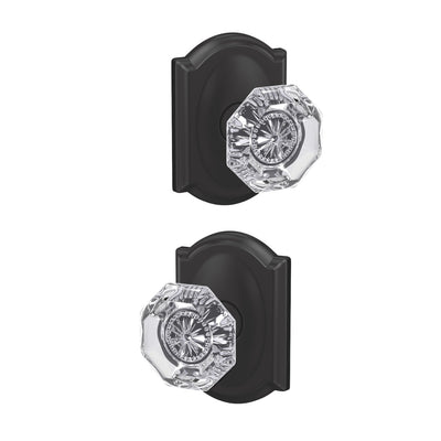 Schlage Custom Alexandria Glass Non-Turning Knob Camelot Trim