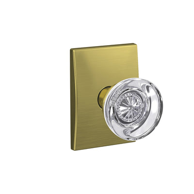 Schlage Custom Hobson Glass Non-Turning Knob Century Trim