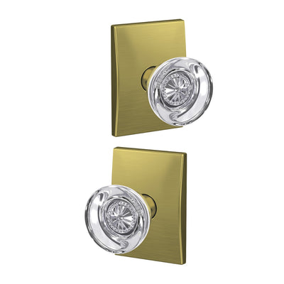 Schlage Custom Hobson Glass Non-Turning Knob Century Trim