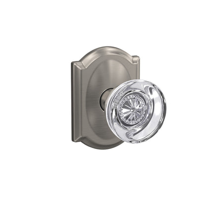 Schlage Custom Hobson Glass Non-Turning Knob Camelot Trim