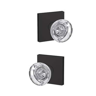 Schlage Custom Hobson Glass Non-Turning Knob Collins Trim