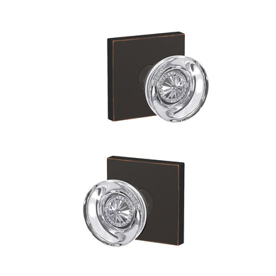 Schlage Custom Hobson Glass Knob Combined Interior Hall-Closet and Bed-Bath Lock Collins Trim